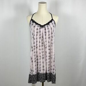 Studio Donatelle Pink Floral Lace Trim Cami Slip Dress Size S